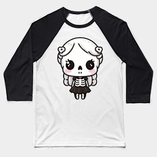 Cute Skeleton Girl In Kawaii Style | Kawaii Skeleton Design for Halloween Tee Baseball T-Shirt